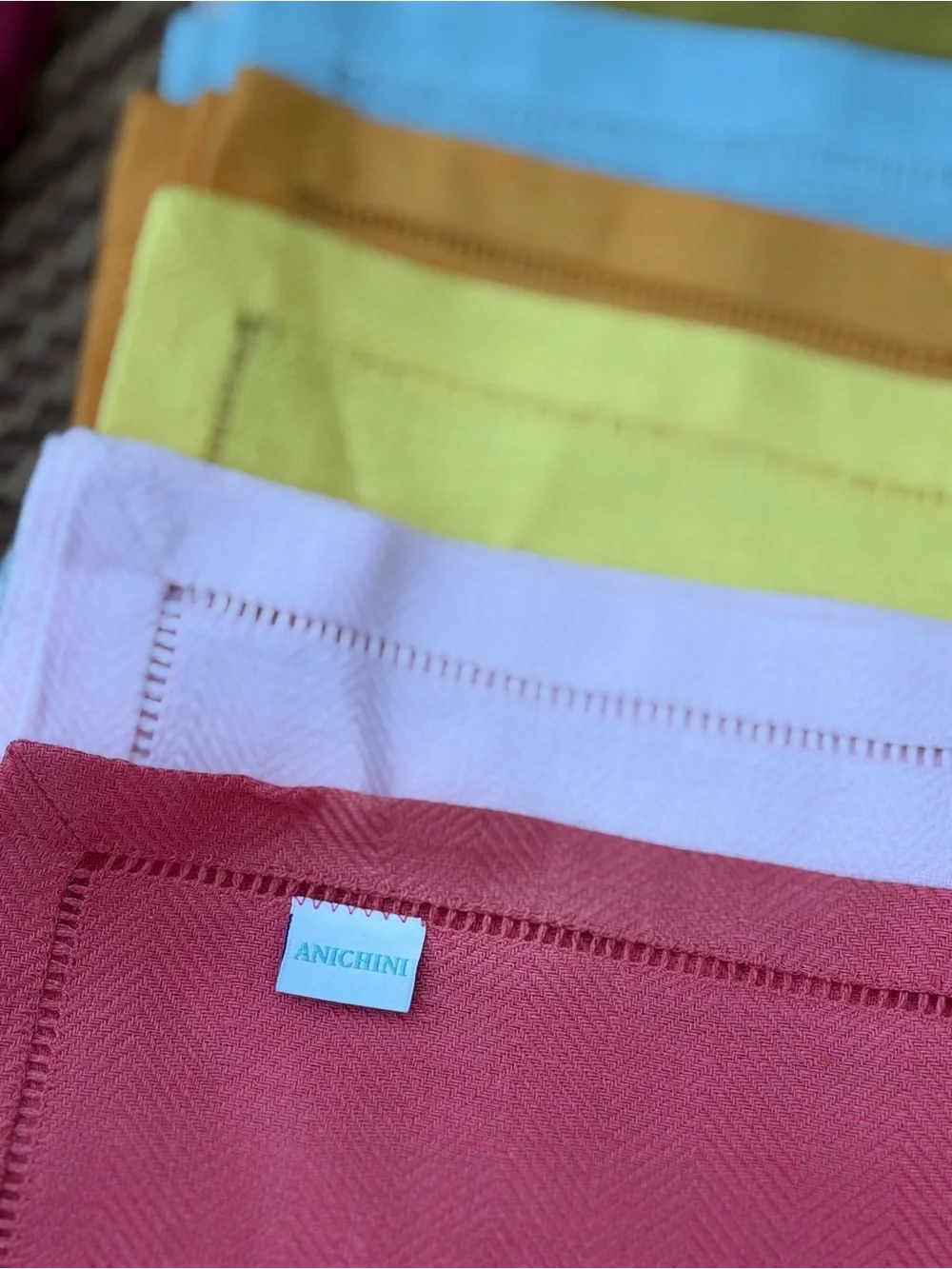 ANICHINI Bright Colorful Linen cocktail Napkins 10x10 FREE SHIPPING